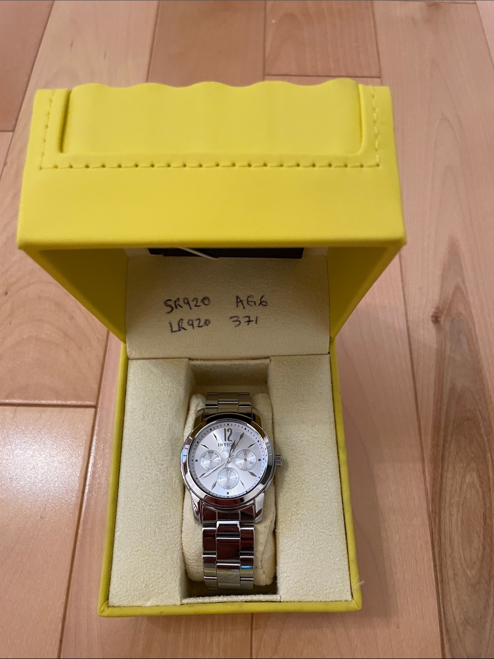 Invicta Silver Stainless Steel Men's Chronograph Watch with Yellow Box